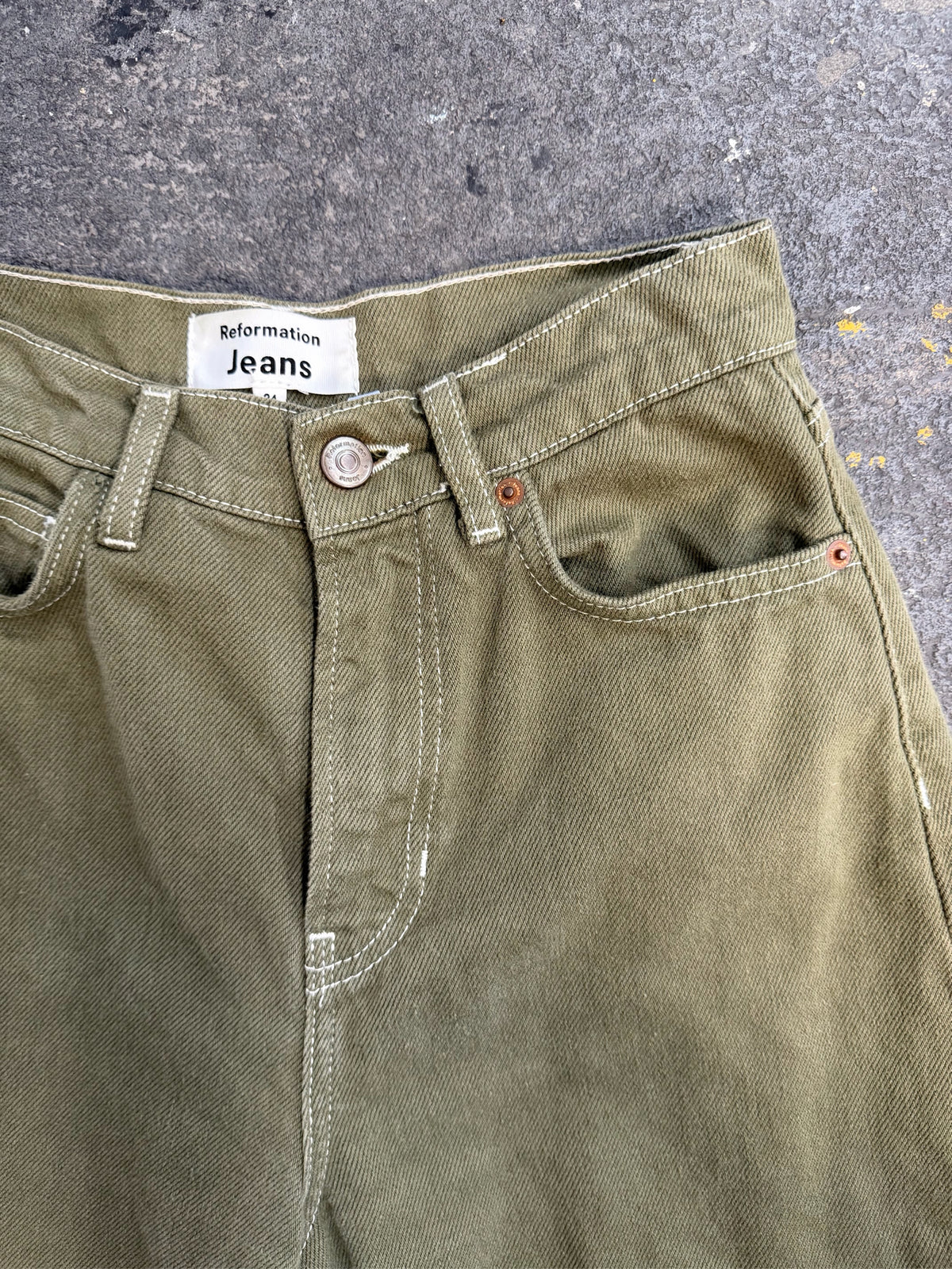 Reformation Size 24 Green Pants